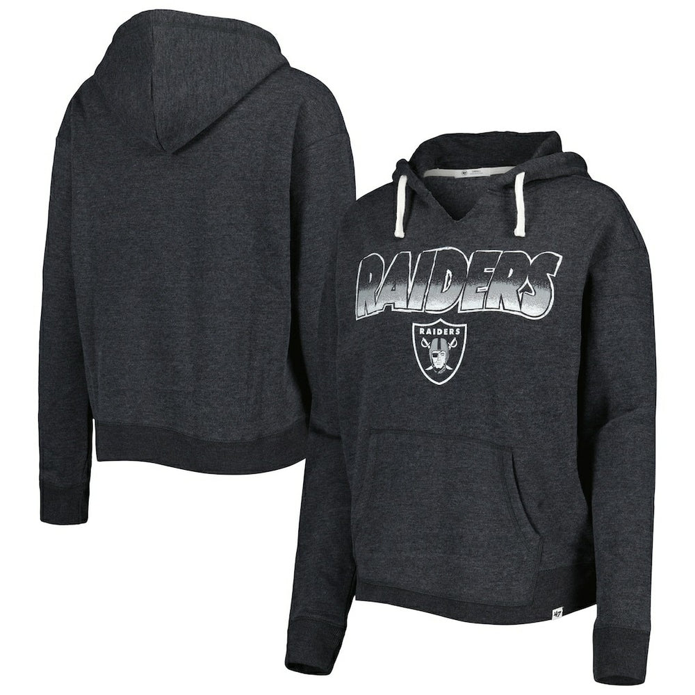 Las Vegas Raiders '47 Women's Color Rise Kennedy Notch Neck Pullover Hoodie - Black Hoodies