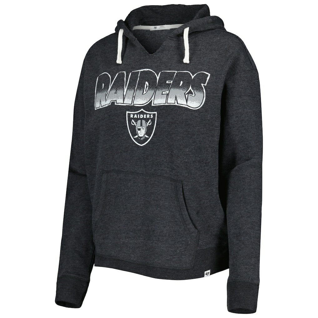 Las Vegas Raiders '47 Women's Color Rise Kennedy Notch Neck Pullover Hoodie - Black Hoodies