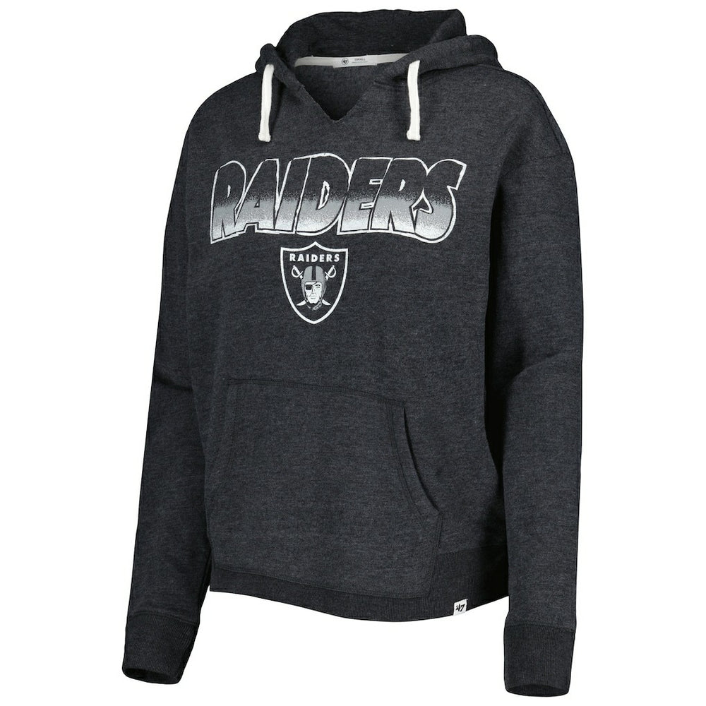 Las Vegas Raiders '47 Women's Color Rise Kennedy Notch Neck Pullover Hoodie - Black Hoodies