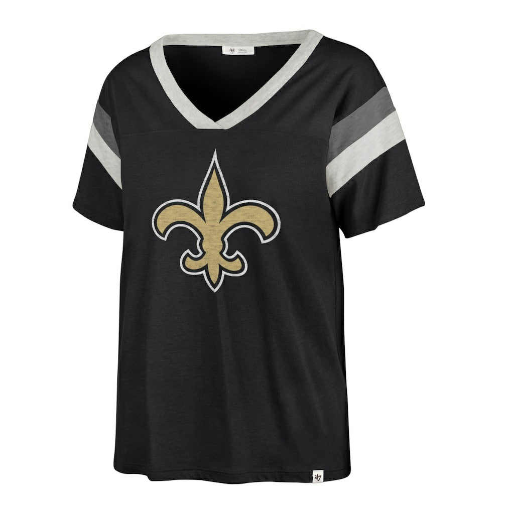 New Orleans Saints '47 Women's Phoenix V-Neck T-Shirt - Black T-shirts
