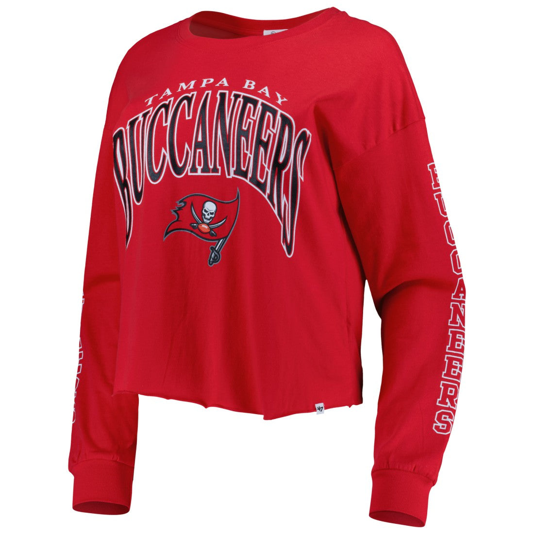 Tampa Bay Buccaneers '47 Women's Skyler Parkway Cropped Long Sleeve T-Shirt - Red T-shirts