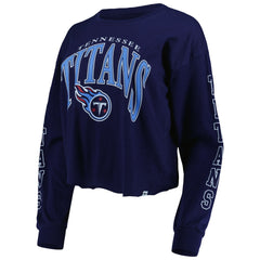Tennessee Titans '47 Women's Skyler Parkway Cropped Long Sleeve T-Shirt - Navy T-shirts