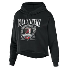 Tampa Bay Buccaneers WEAR by Erin Andrews Women's Cropped Sponge Fleece Pullover Hoodie - Black Hoodies