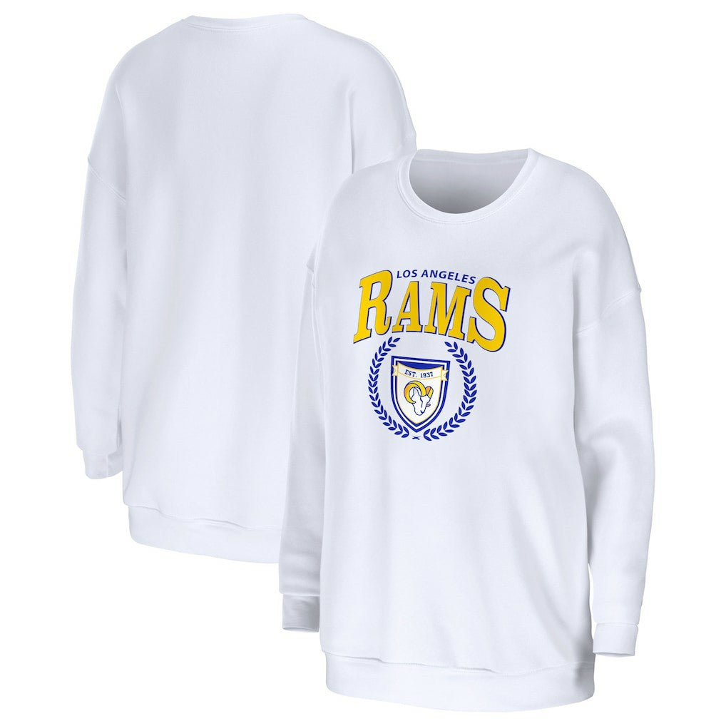 Los Angeles Rams WEAR by Erin Andrews Women's Oversized Pullover Sweatshirt - White Pullover