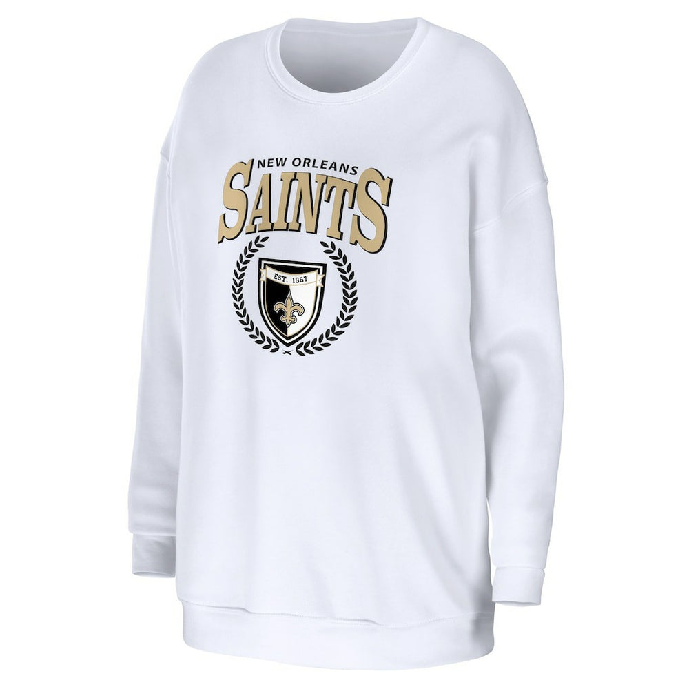 New Orleans Saints WEAR by Erin Andrews Women's Oversized Pullover Sweatshirt - White Pullover