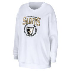 New Orleans Saints WEAR by Erin Andrews Women's Oversized Pullover Sweatshirt - White Pullover
