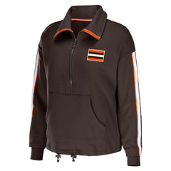Cleveland Browns WEAR by Erin Andrews Women's Logo Stripe Half-Zip Top - Brown Tops