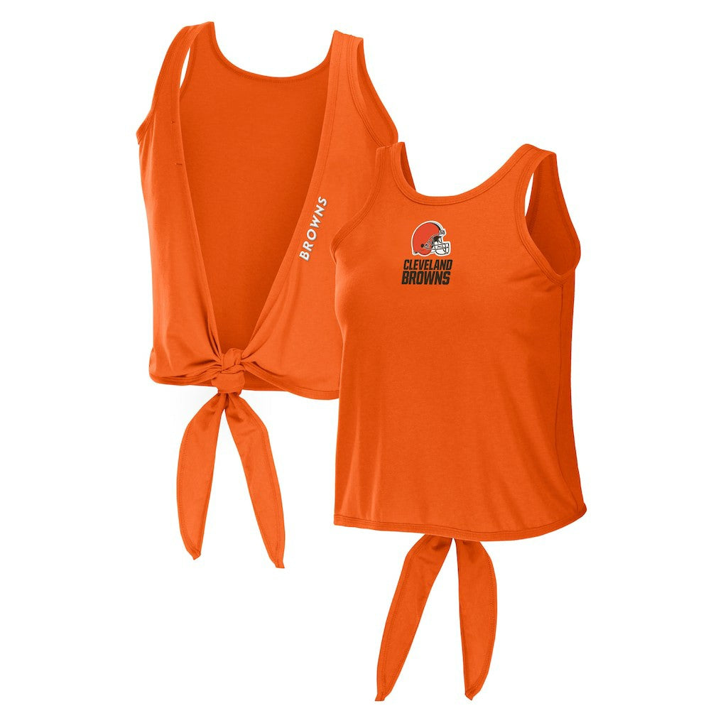 Cleveland Browns WEAR by Erin Andrews Women's Open Back Twist Tie Tank Top - Orange Tops