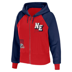 New England Patriots WEAR by Erin Andrews Women's Colorblock Lightweight Full-Zip Hoodie - Red Hoodies