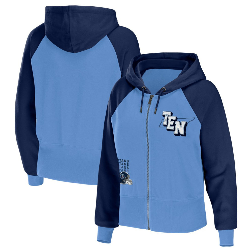 Tennessee Titans WEAR by Erin Andrews Women's Colorblock Lightweight Full-Zip Hoodie - Light Blue Hoodies