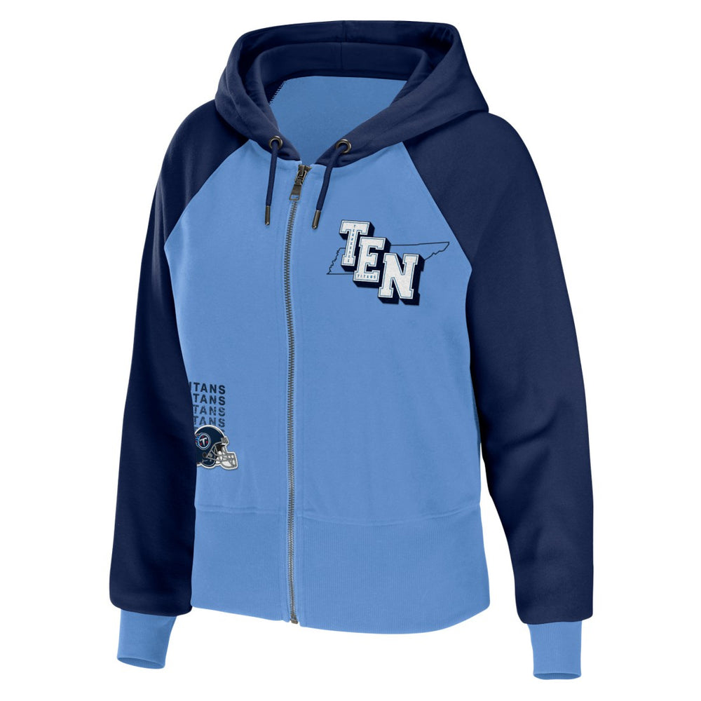 Tennessee Titans WEAR by Erin Andrews Women's Colorblock Lightweight Full-Zip Hoodie - Light Blue Hoodies