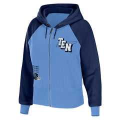Tennessee Titans WEAR by Erin Andrews Women's Colorblock Lightweight Full-Zip Hoodie - Light Blue Hoodies