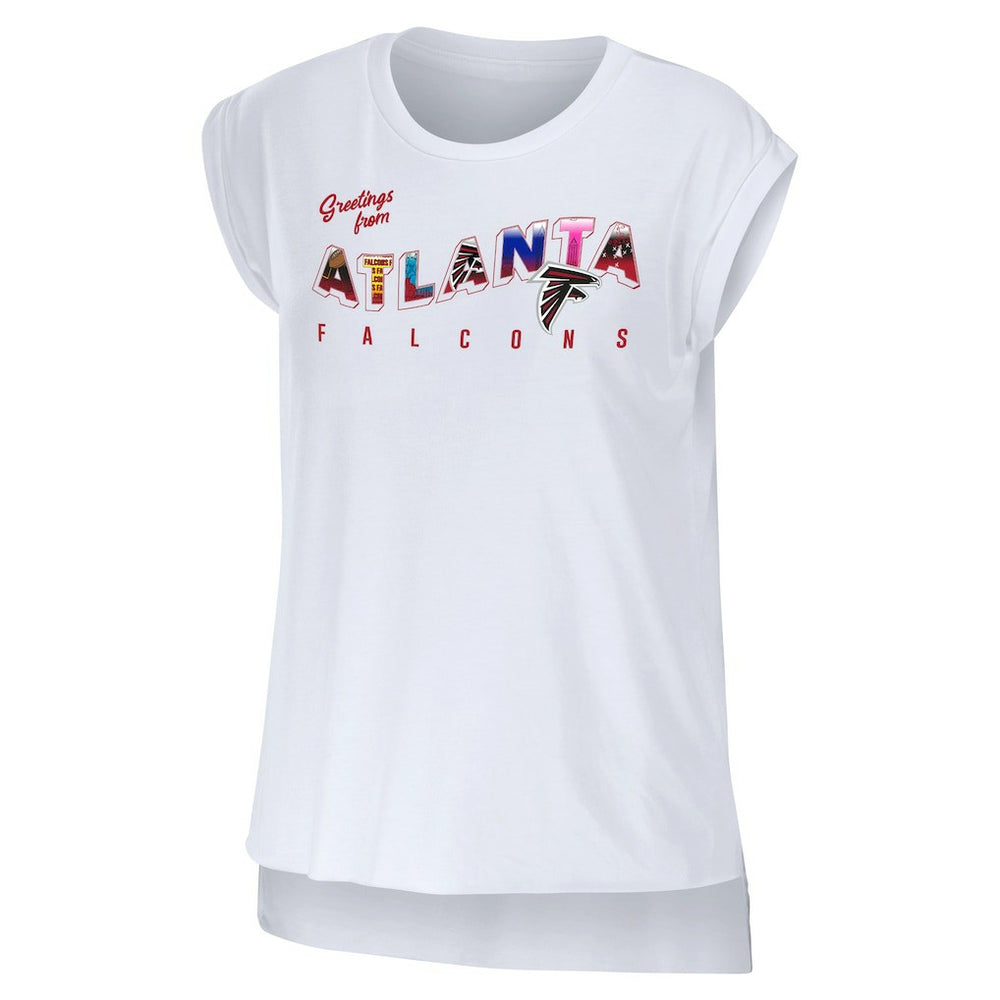 Atlanta Falcons WEAR by Erin Andrews Women's Greetings From Muscle T-Shirt - White T-shirts