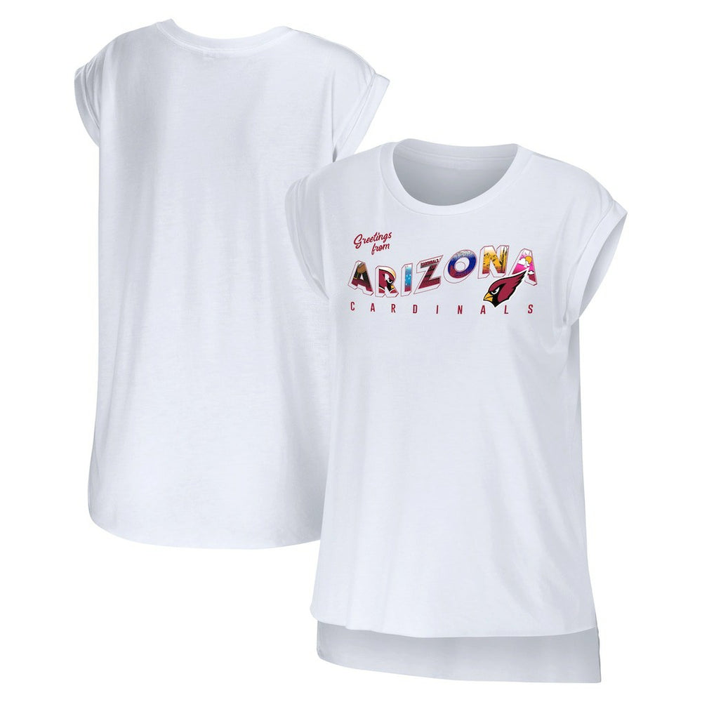 Arizona Cardinals WEAR by Erin Andrews Women's Greetings From Muscle T-Shirt - White T-shirts