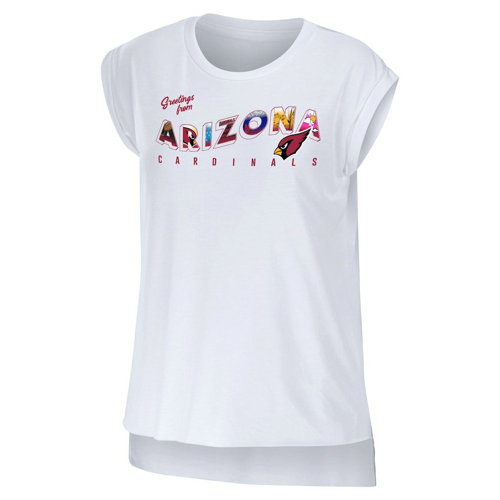 Arizona Cardinals WEAR by Erin Andrews Women's Greetings From Muscle T-Shirt - White T-shirts