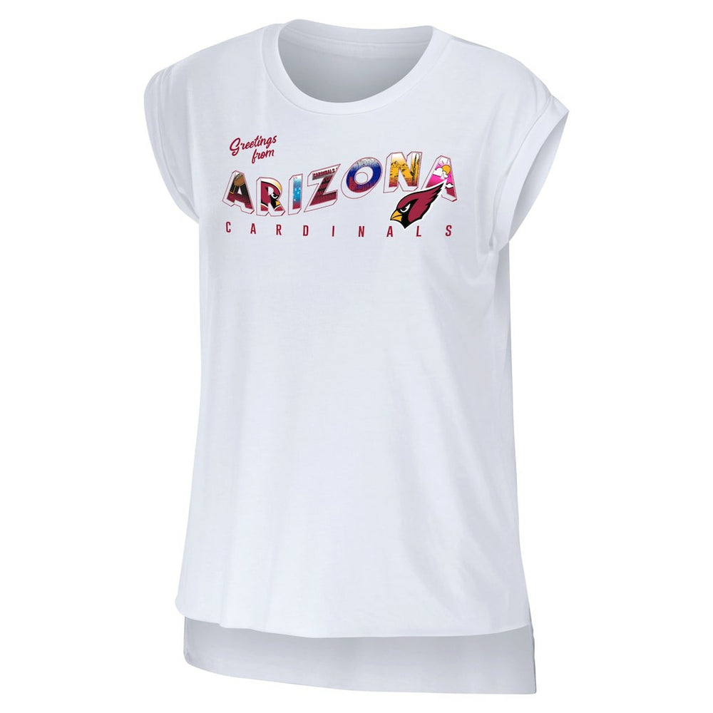 Arizona Cardinals WEAR by Erin Andrews Women's Greetings From Muscle T-Shirt - White T-shirts