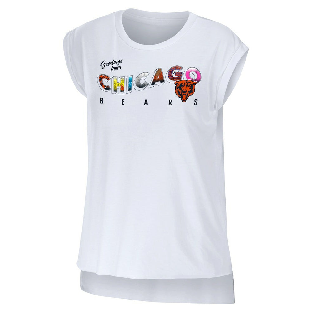 Chicago Bears WEAR by Erin Andrews Women's Greetings From Muscle T-Shirt - White T-shirts