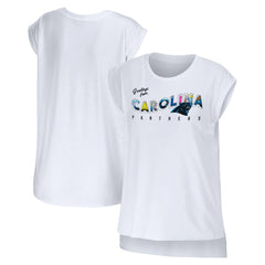 Carolina Panthers WEAR by Erin Andrews Women's Greetings From Muscle T-Shirt - White T-shirts