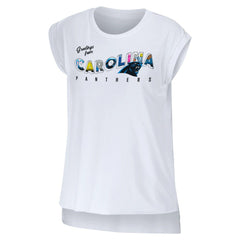 Carolina Panthers WEAR by Erin Andrews Women's Greetings From Muscle T-Shirt - White T-shirts