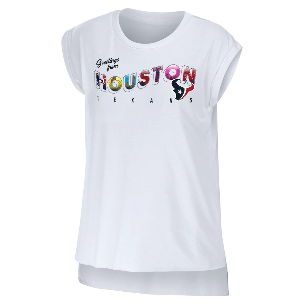 Houston Texans WEAR by Erin Andrews Women's Greetings From Muscle T-Shirt - White T-shirts