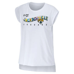 Jacksonville Jaguars WEAR by Erin Andrews Women's Greetings From Muscle T-Shirt - White T-shirts