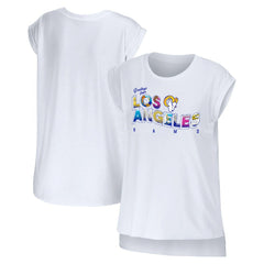 Los Angeles Rams WEAR by Erin Andrews Women's Greetings From Muscle T-Shirt - White T-shirts