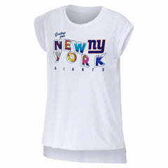 New York Giants WEAR by Erin Andrews Women's Greetings From Muscle T-Shirt - White T-shirts