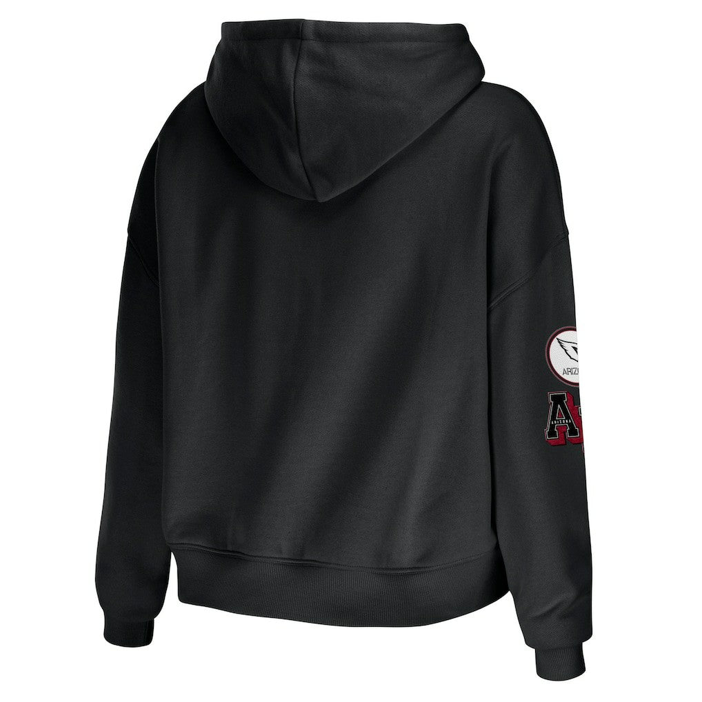 Arizona Cardinals WEAR by Erin Andrews Women's Modest Cropped Pullover Hoodie - Black Hoodies