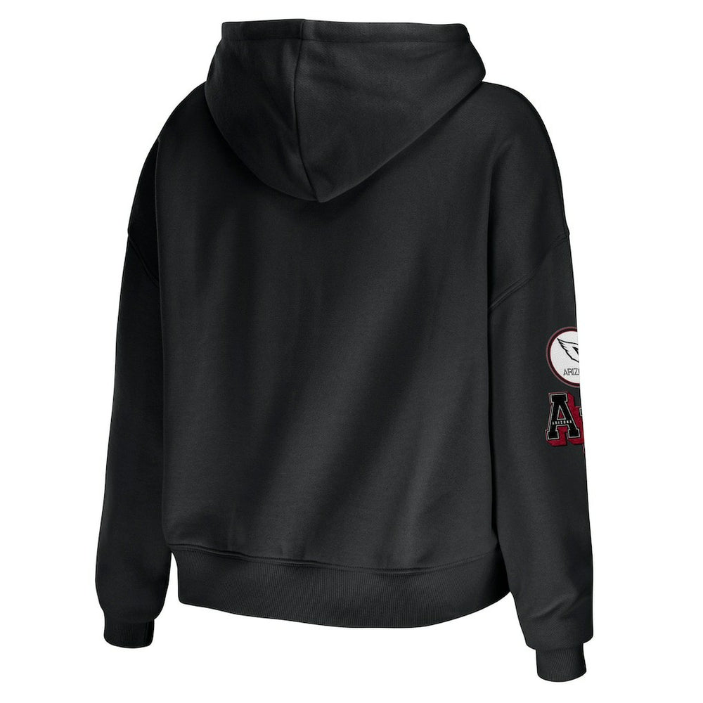 Arizona Cardinals WEAR by Erin Andrews Women's Modest Cropped Pullover Hoodie - Black Hoodies