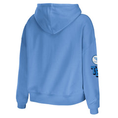 Tennessee Titans WEAR by Erin Andrews Women's Modest Cropped Pullover Hoodie - Light Blue Hoodies