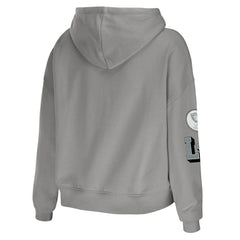 Las Vegas Raiders WEAR by Erin Andrews Women's Plus Size Modest Cropped Pullover Hoodie - Gray Hoodies