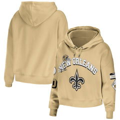 New Orleans Saints WEAR by Erin Andrews Women's Plus Size Modest Cropped Pullover Hoodie - Gold Hoodies