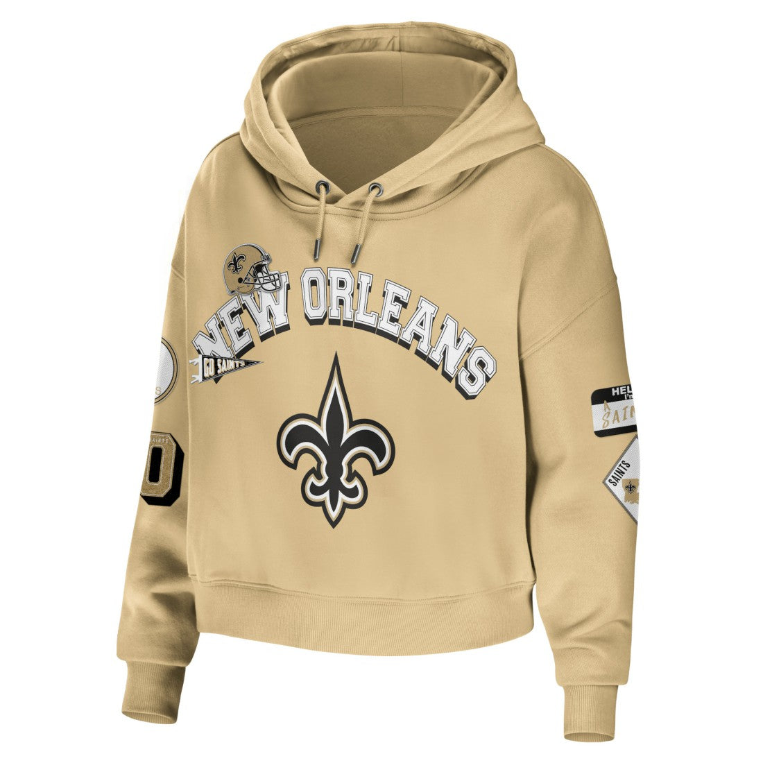 New Orleans Saints WEAR by Erin Andrews Women's Plus Size Modest Cropped Pullover Hoodie - Gold Hoodies