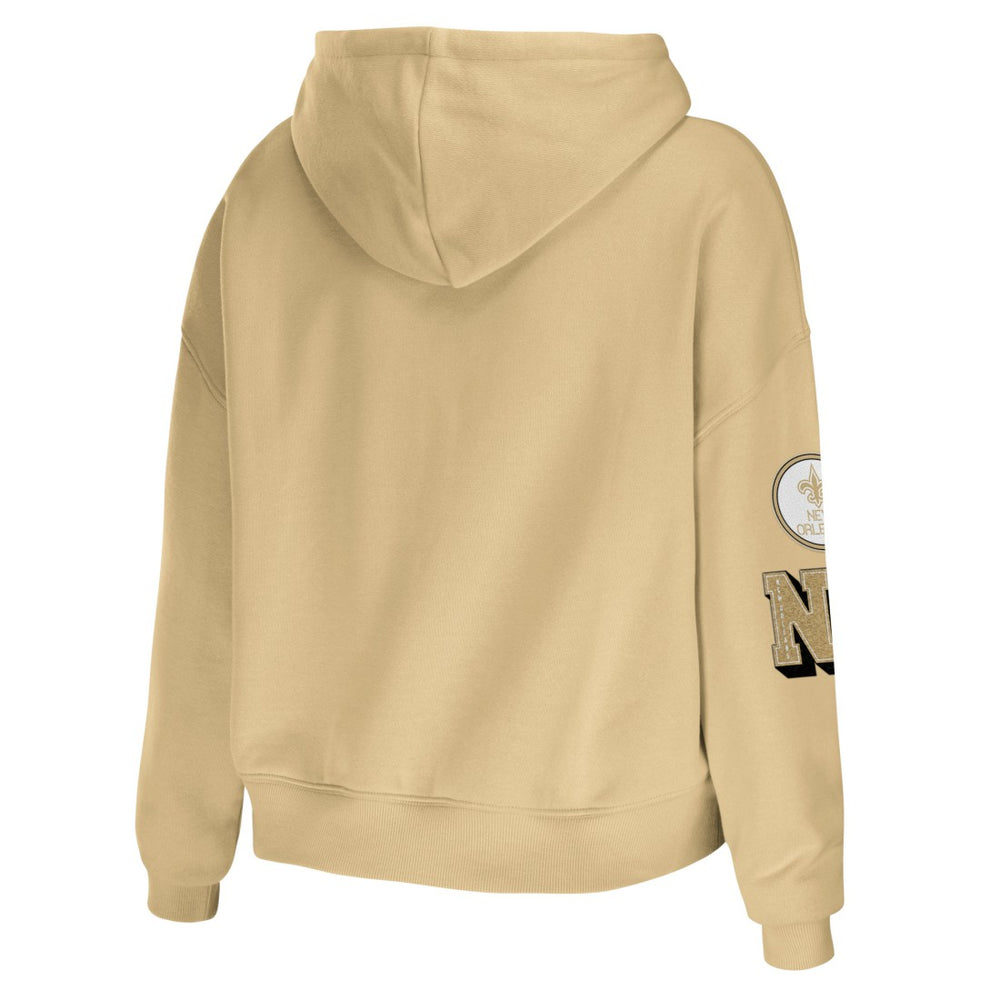 New Orleans Saints WEAR by Erin Andrews Women's Plus Size Modest Cropped Pullover Hoodie - Gold Hoodies