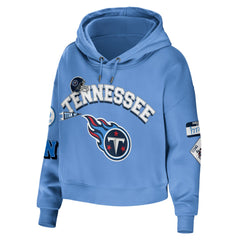 Tennessee Titans WEAR by Erin Andrews Women's Plus Size Modest Cropped Pullover Hoodie - Light Blue Hoodies