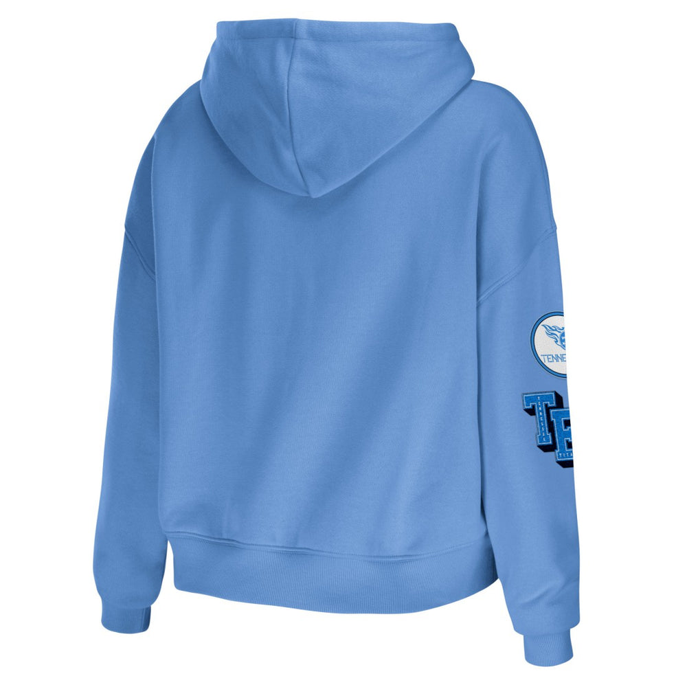Tennessee Titans WEAR by Erin Andrews Women's Plus Size Modest Cropped Pullover Hoodie - Light Blue Hoodies