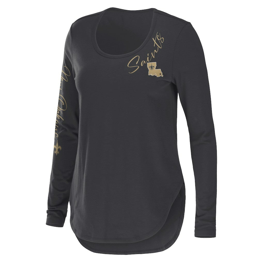 New Orleans Saints WEAR by Erin Andrews Women's Team Scoop Neck T-Shirt - Charcoal T-shirts