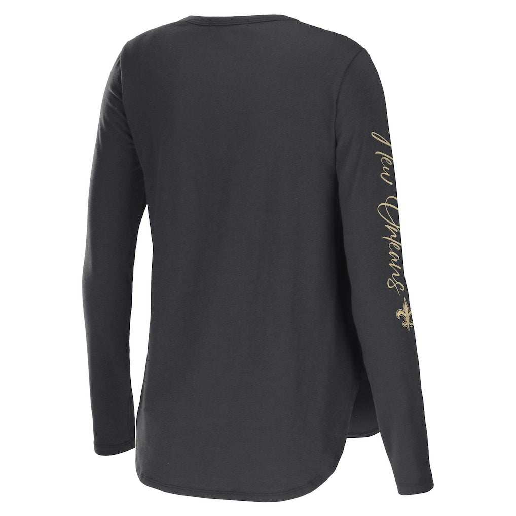 New Orleans Saints WEAR by Erin Andrews Women's Team Scoop Neck T-Shirt - Charcoal T-shirts