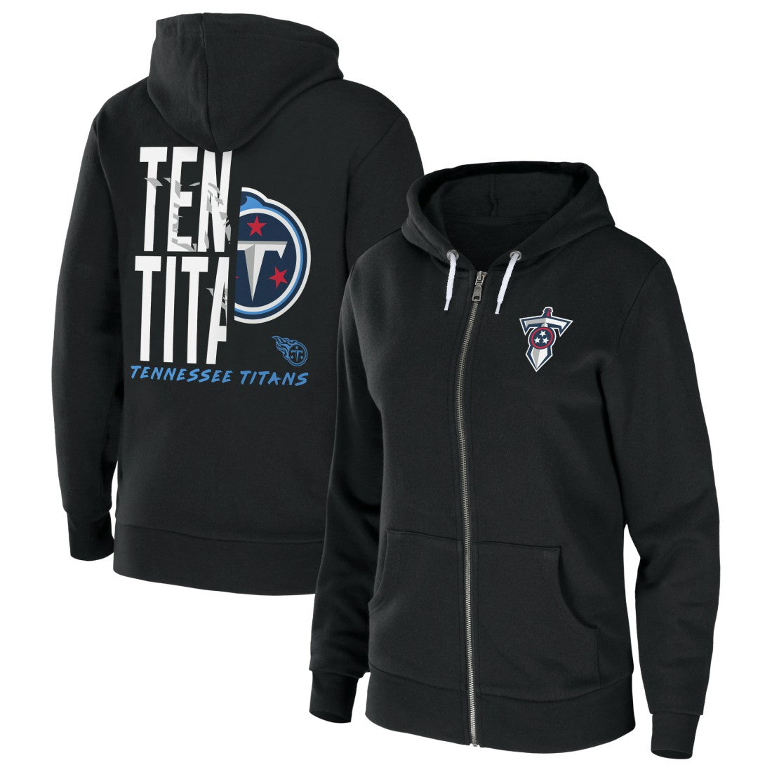 Tennessee Titans WEAR by Erin Andrews Women's Sponge Fleece Full-Zip Hoodie - Black Hoodies