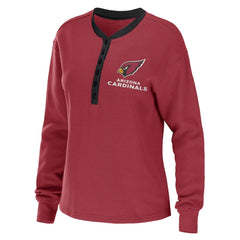 Arizona Cardinals WEAR by Erin Andrews Women's Waffle Henley Long Sleeve T-Shirt - Cardinal T-shirts