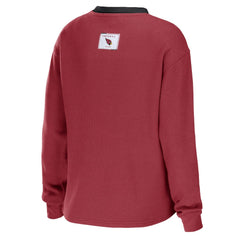 Arizona Cardinals WEAR by Erin Andrews Women's Waffle Henley Long Sleeve T-Shirt - Cardinal T-shirts