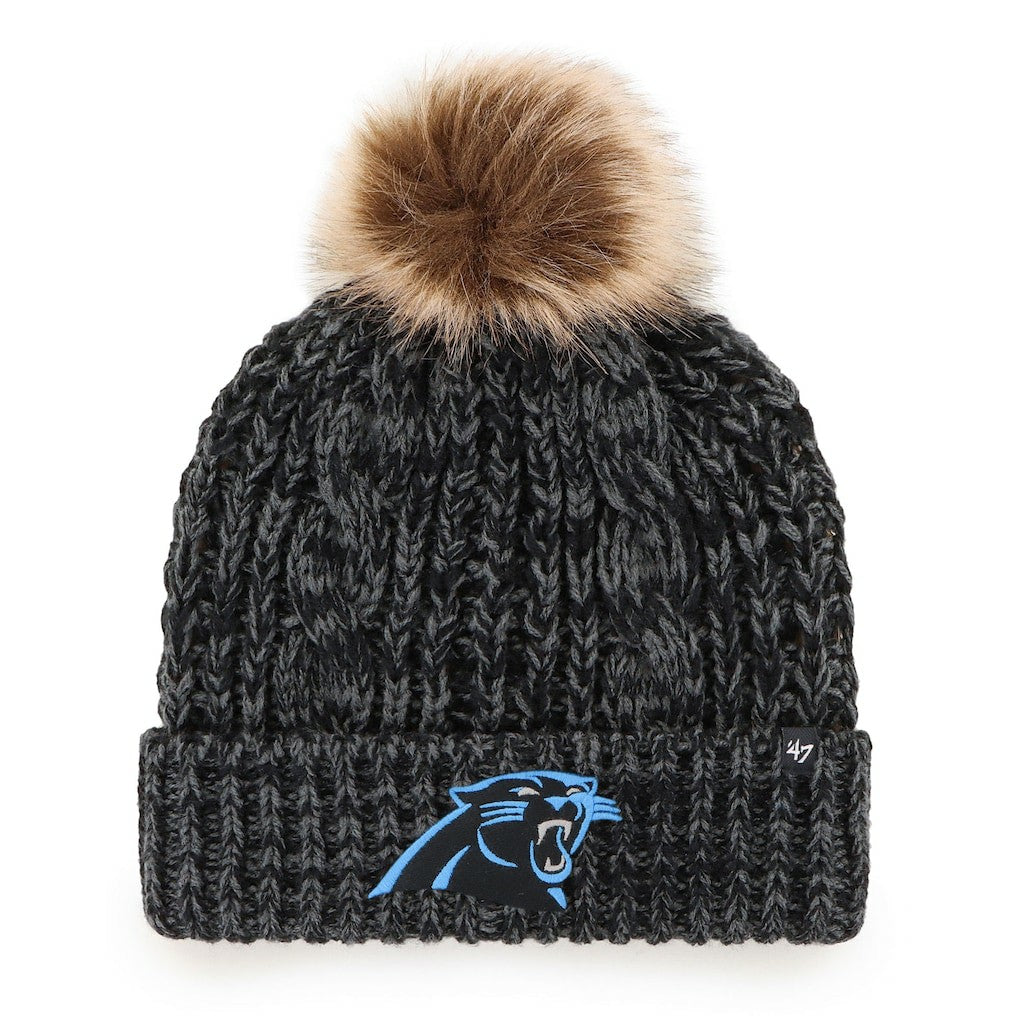 Carolina Panthers '47 Women's Meeko Cuffed Knit Hat with Pom - Black Hats