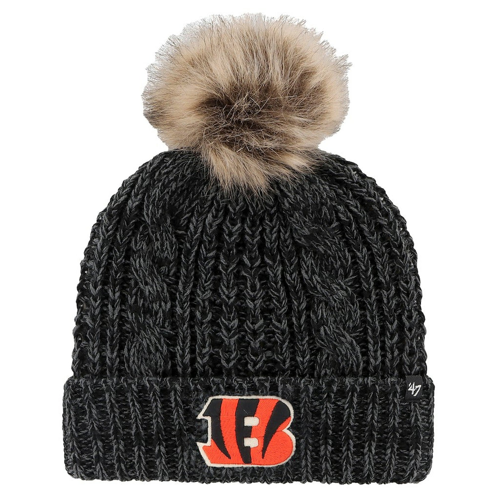Cincinnati Bengals '47 Women's Meeko Cuffed Knit Hat with Pom - Black Hats