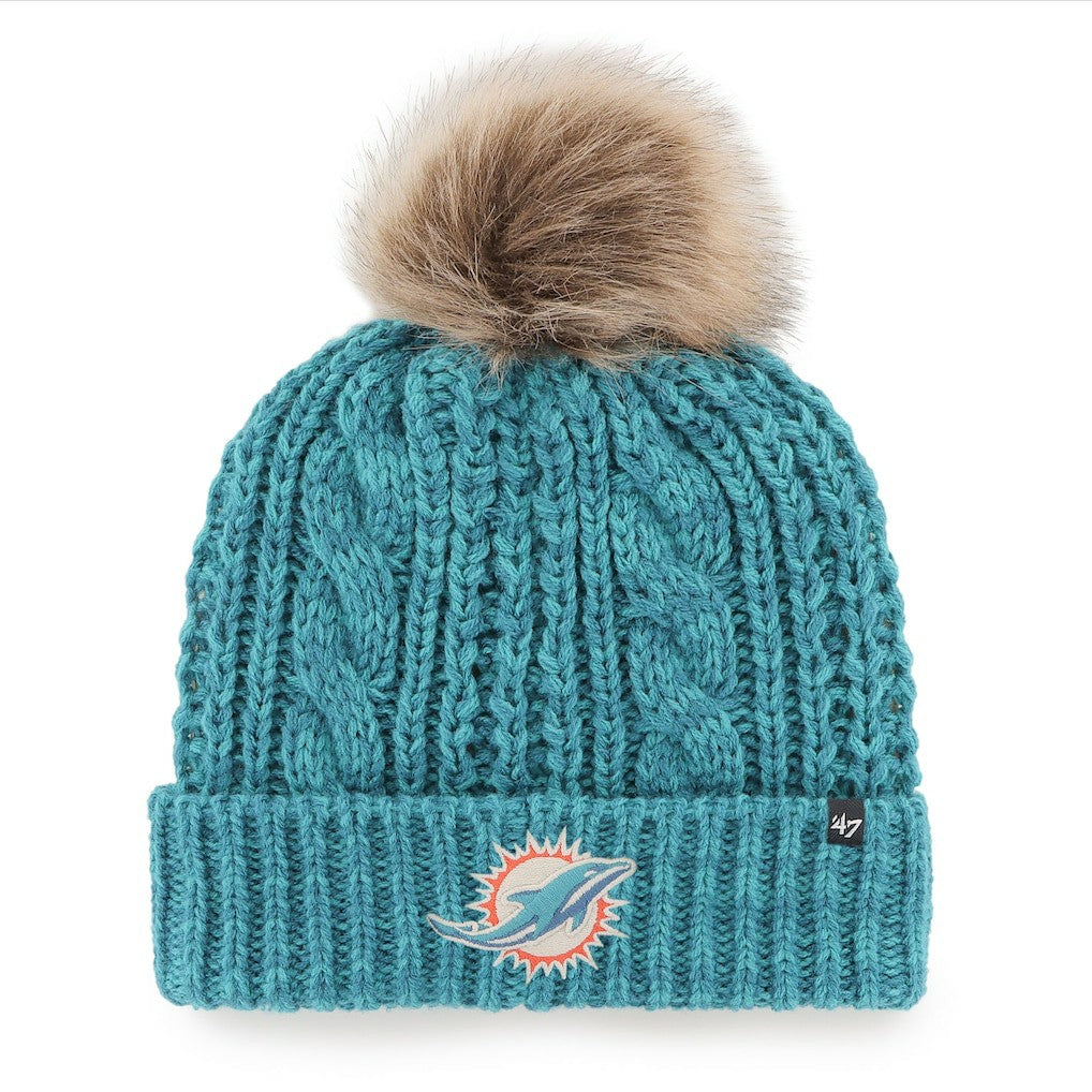 Miami Dolphins '47 Women's Meeko Cuffed Knit Hat with Pom - Aqua Hats