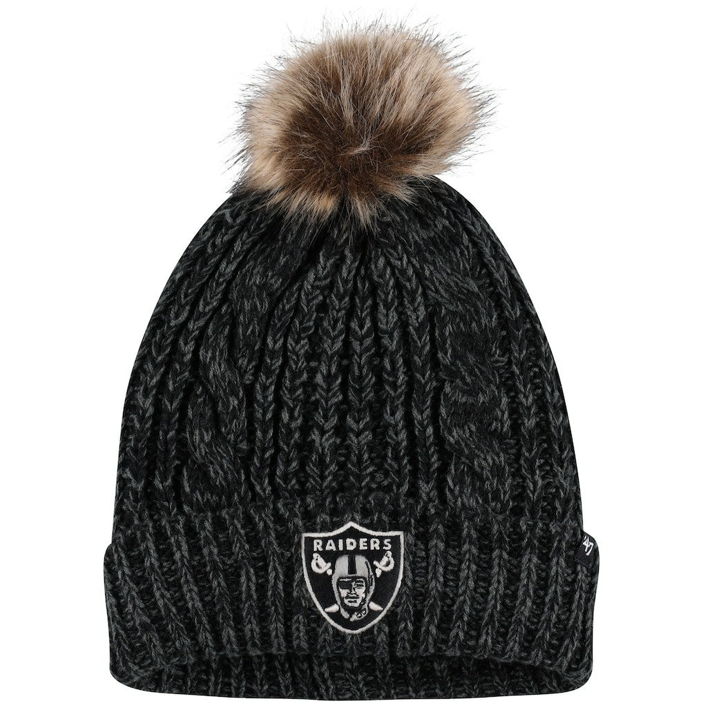 Las Vegas Raiders '47 Women's Meeko Cuffed Knit Hat with Pom - Black Hats
