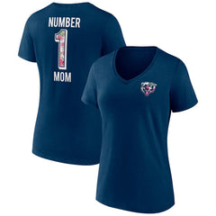 Chicago Bears Women's Plus Size Mother's Day #1 Mom V-Neck T-Shirt - Navy T-shirts