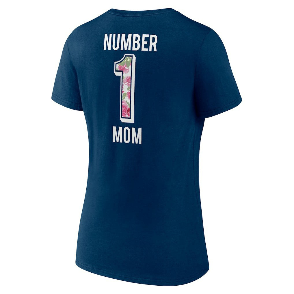 Chicago Bears Women's Plus Size Mother's Day #1 Mom V-Neck T-Shirt - Navy T-shirts