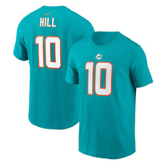 Tyreek Hill Miami Dolphins Player Name & Number T-Shirt - Aqua T-shirts