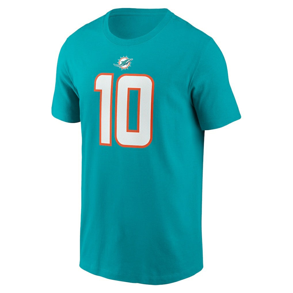 Tyreek Hill Miami Dolphins Player Name & Number T-Shirt - Aqua T-shirts
