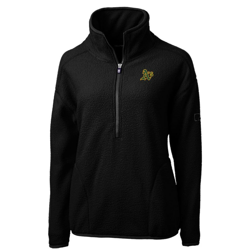 Athletics Cutter & Buck Women's Cascade Eco Sherpa Fleece Quarter-Zip Pullover Jacket - Black Jackets